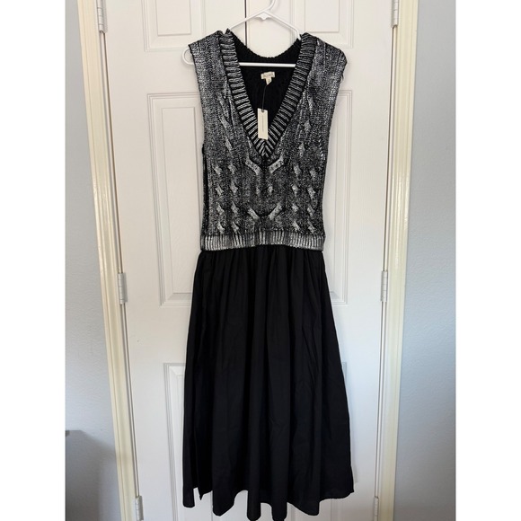 Pilcro Dresses & Skirts - Anthropologie Pilcro Mixed Media Sweater Vest Midi Dress Silver Black Metallic M